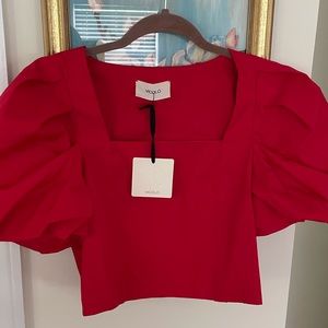 Vicolo | YOOX/Net-a-Porter puff sleeve blouse, size S- Red